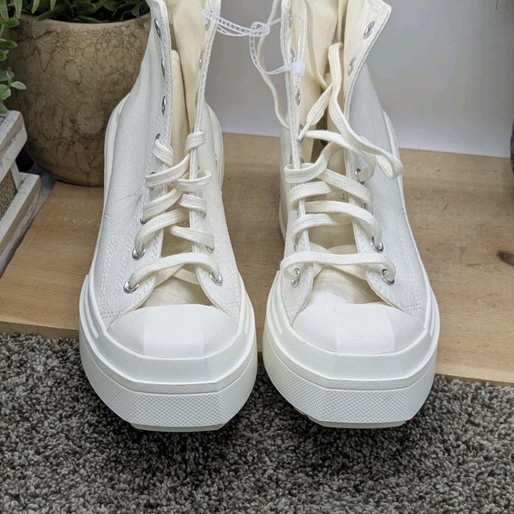 New Converse Chuck 70 De Luxe Wedge Egret Womens Size 8 Platform Shoes - Picture 9 of 11